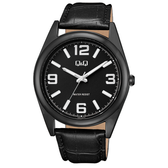 Q&Q Gents Silver Leather Watch - John Ross Jewellers