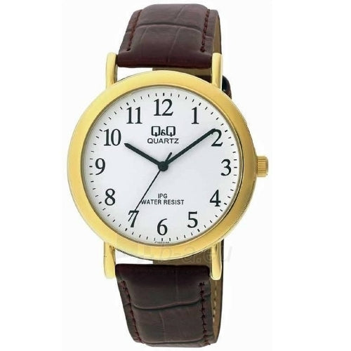 Q&Q Gents Gold Leather Watch - John Ross Jewellers