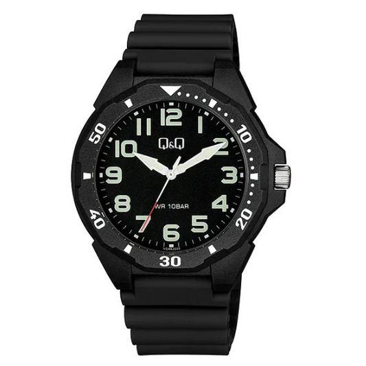 Q&Q Gents Black Silicone Watch - John Ross Jewellers