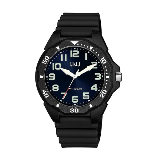 Q&Q Gents Black Silicone Watch