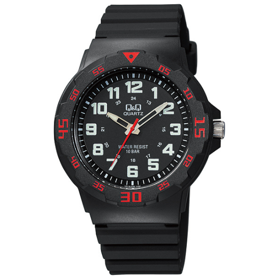 Q&Q Gents Black Silicone Watch