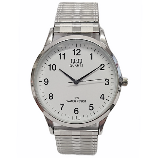 Q&Q Gents Silver Watch with Expandable Strap