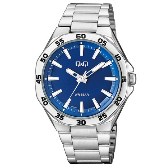 Q&Q Gents Silver Three Link Watch - John Ross Jewellers