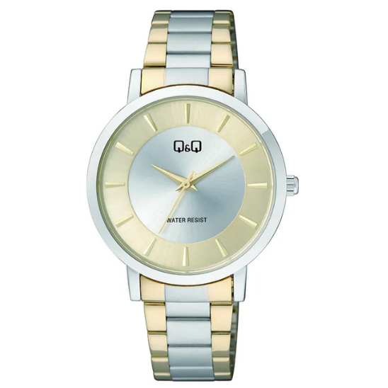 Q&Q Gents Two Tone Three Link Watch