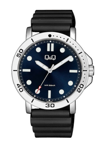 Q&Q Gents Silver Silicone Watch - John Ross Jewellers