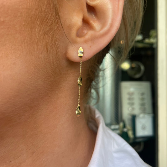 9ct Gold Leaves Chain Drop Earrings