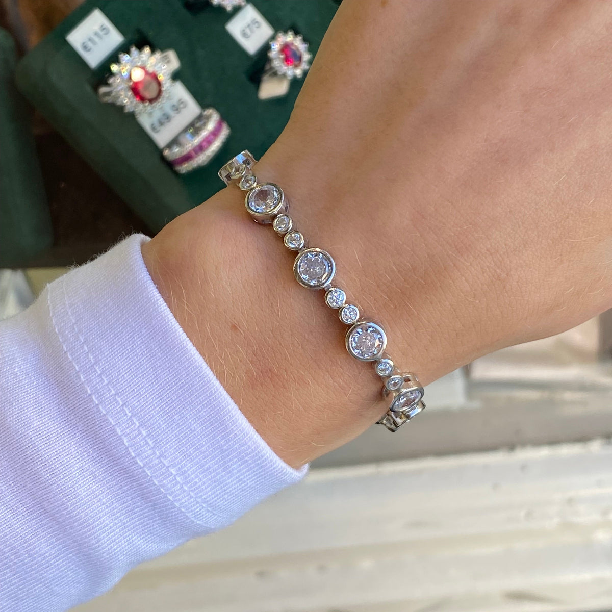 Silver Bezel Set CZ Tennis Bracelet | Graduated