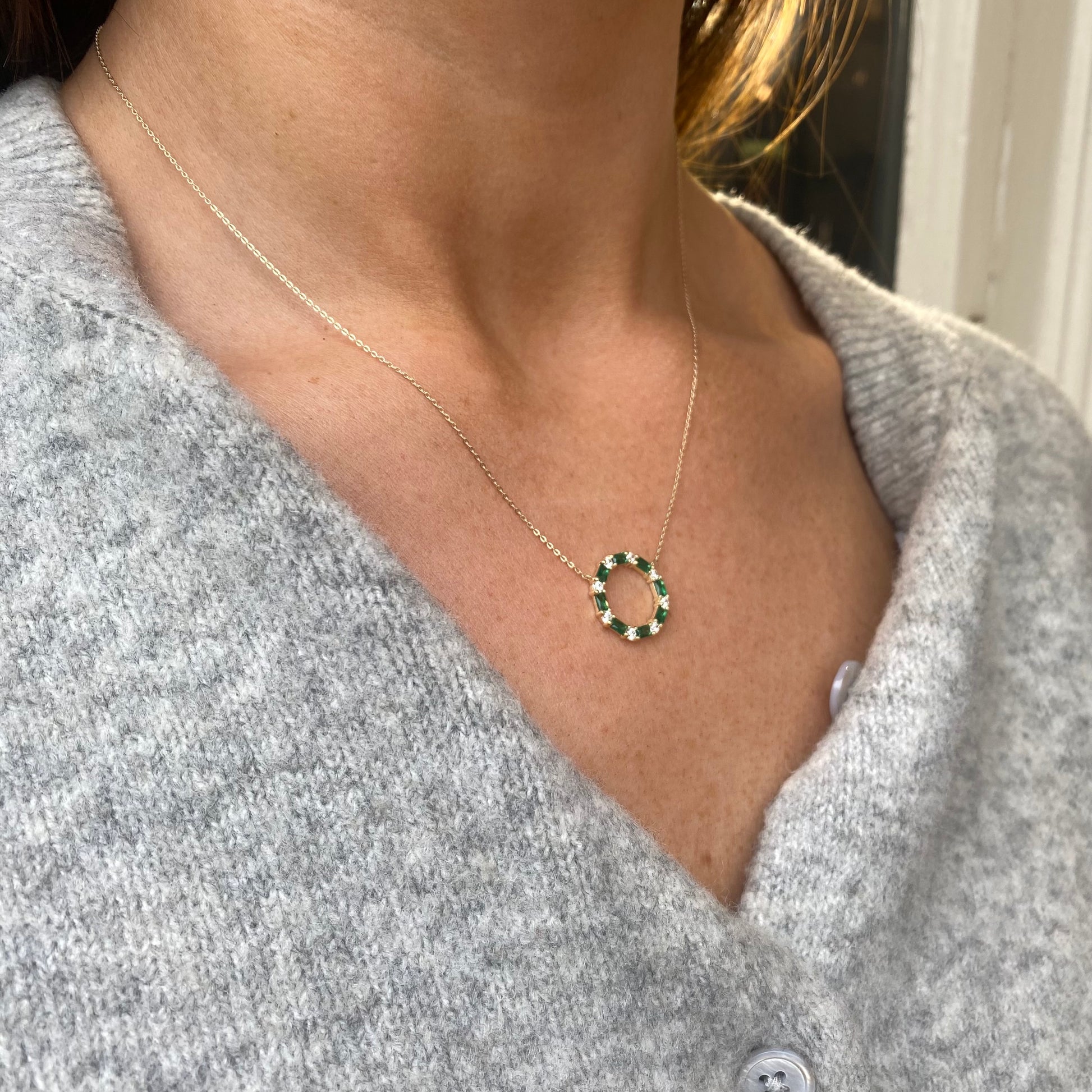 9ct Gold Emerald CZ Eternity Necklace - John Ross Jewellers