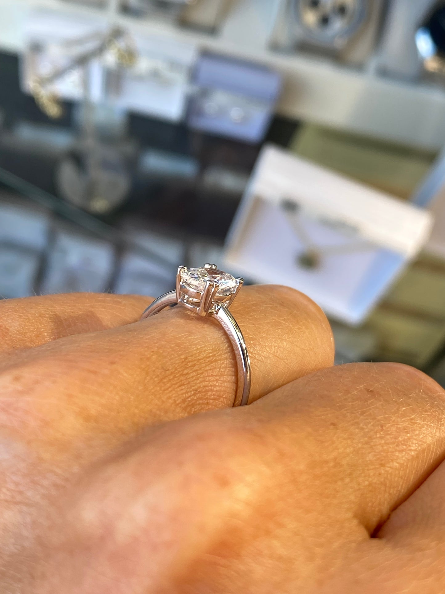 9ct White Gold Oval CZ Solitaire Ring - John Ross Jewellers