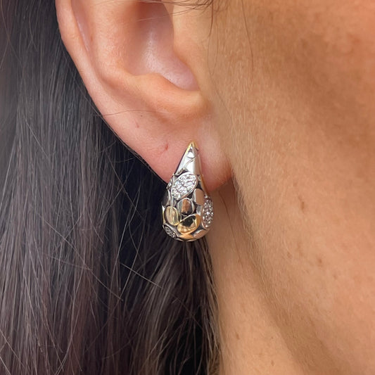 Sunshine Two Tone CZ Teardrop Earrings - John Ross Jewellers