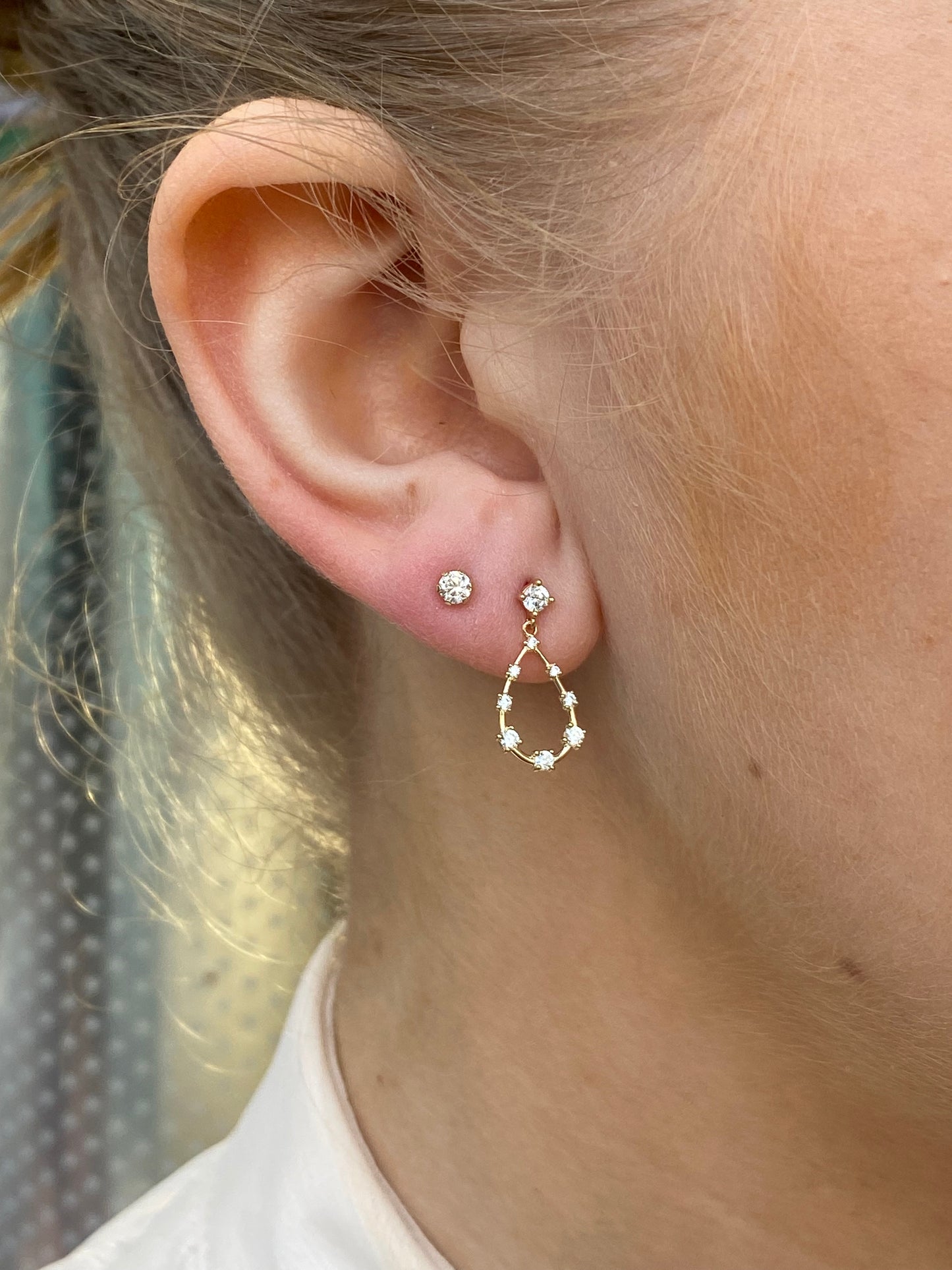 9ct Gold CZ Teardrop Shaped Drop Earrings - John Ross Jewellers