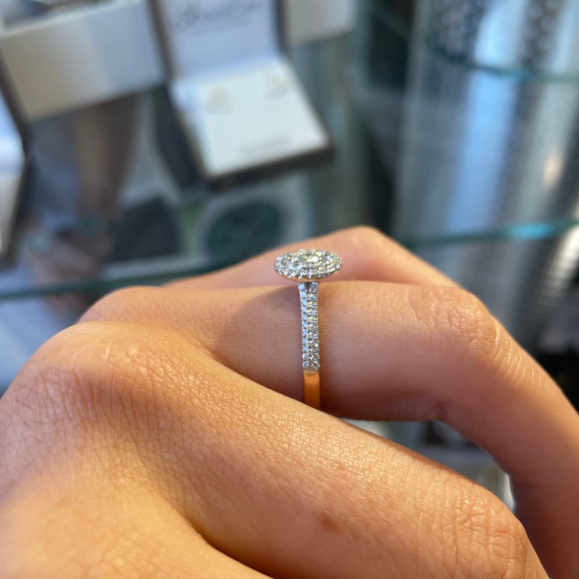 9ct Rose Gold Oval Solitaire Cluster Engagement Ring | 0.52ct - John Ross Jewellers