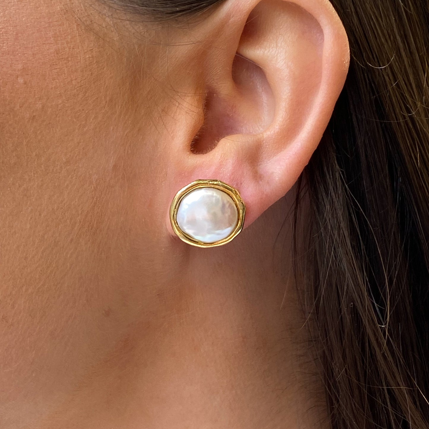 Baroque Pear Pearl Stud Earrings | 16mm x 12mm - John Ross Jewellers