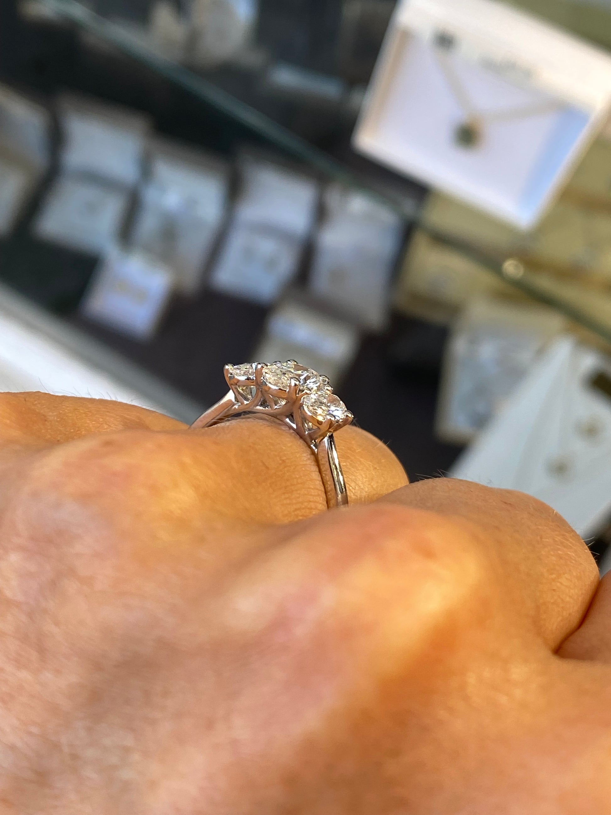 Platinum Oval Trilogy Engagement Ring | Lab Grown Certified - John Ross Jewellers