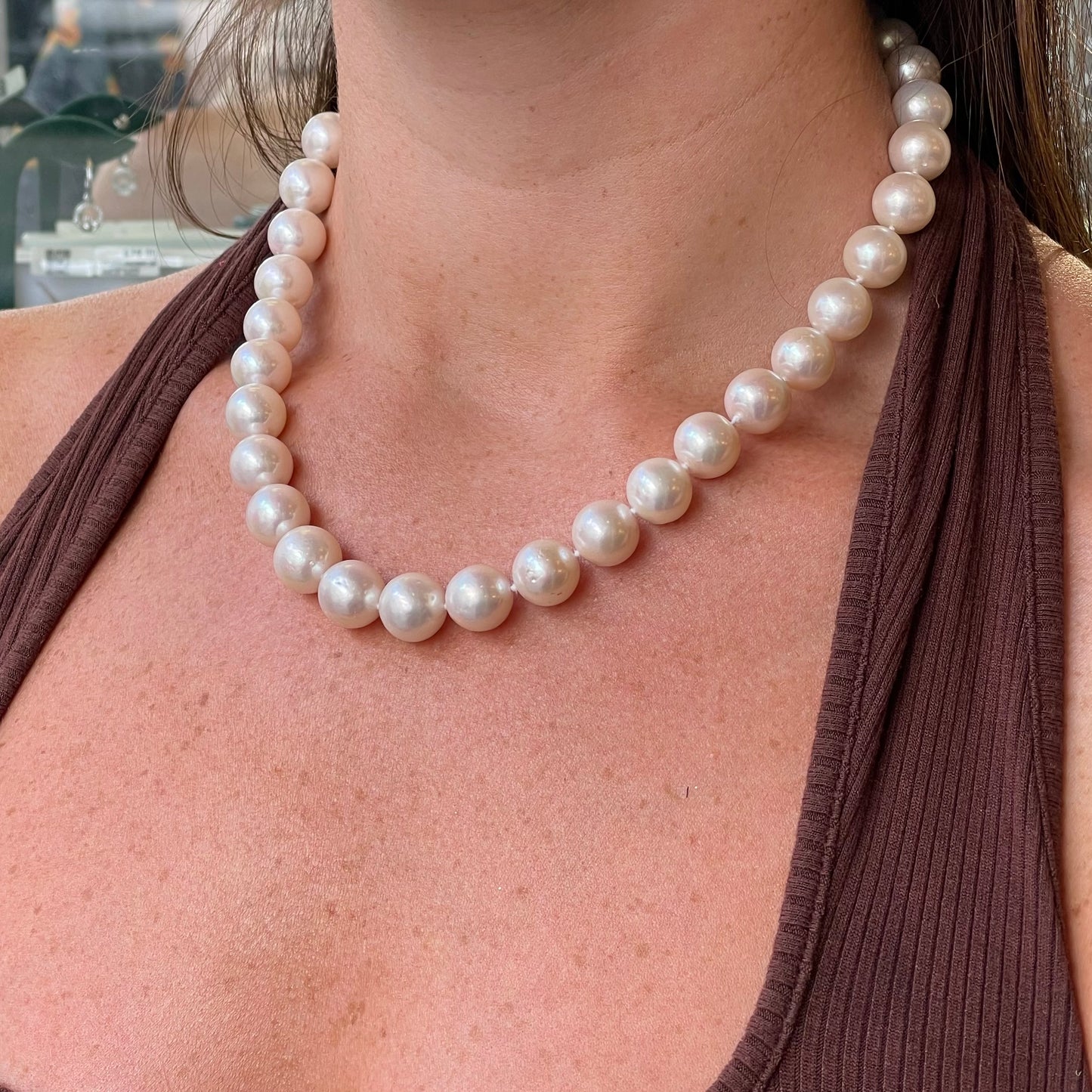 18ct White Gold Edison Pearl Necklace | 11.5mm to 12mm