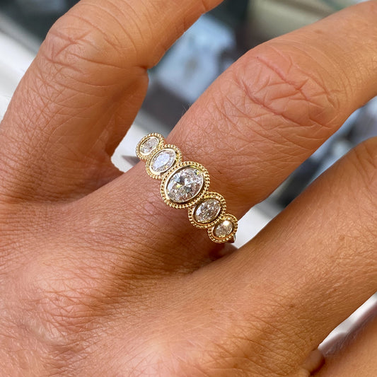 18ct Gold Oval Cut Diamond Five Stone Eternity Ring