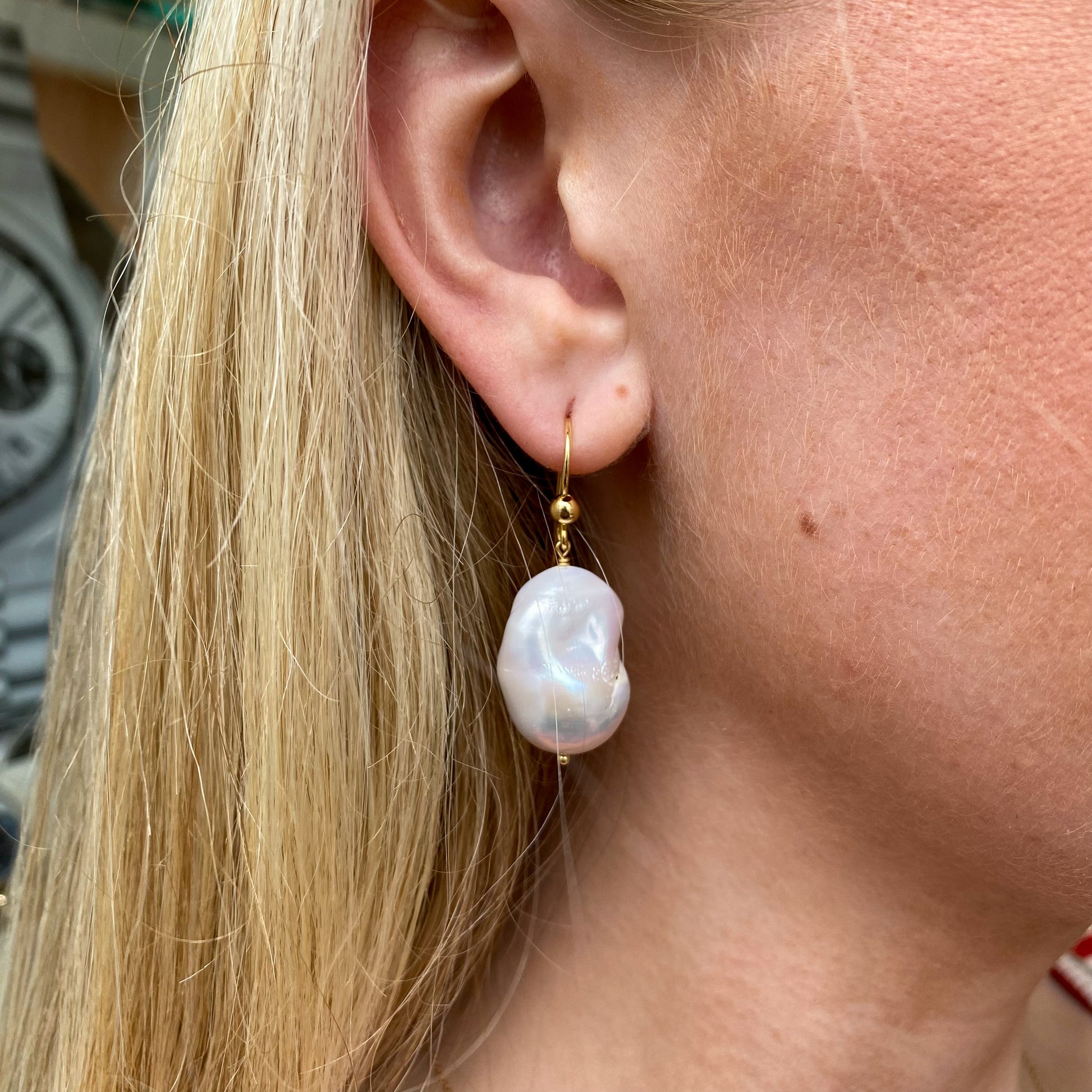 18ct Gold Baroque Pearl Hook Drop Earrings - John Ross Jewellers