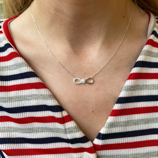 Silver CZ Infinity Necklace - John Ross Jewellers