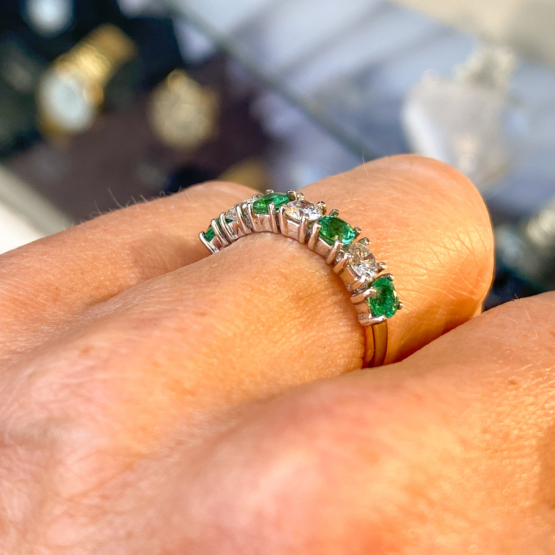 18ct Gold Emerald & Diamond Eternity Ring - John Ross Jewellers