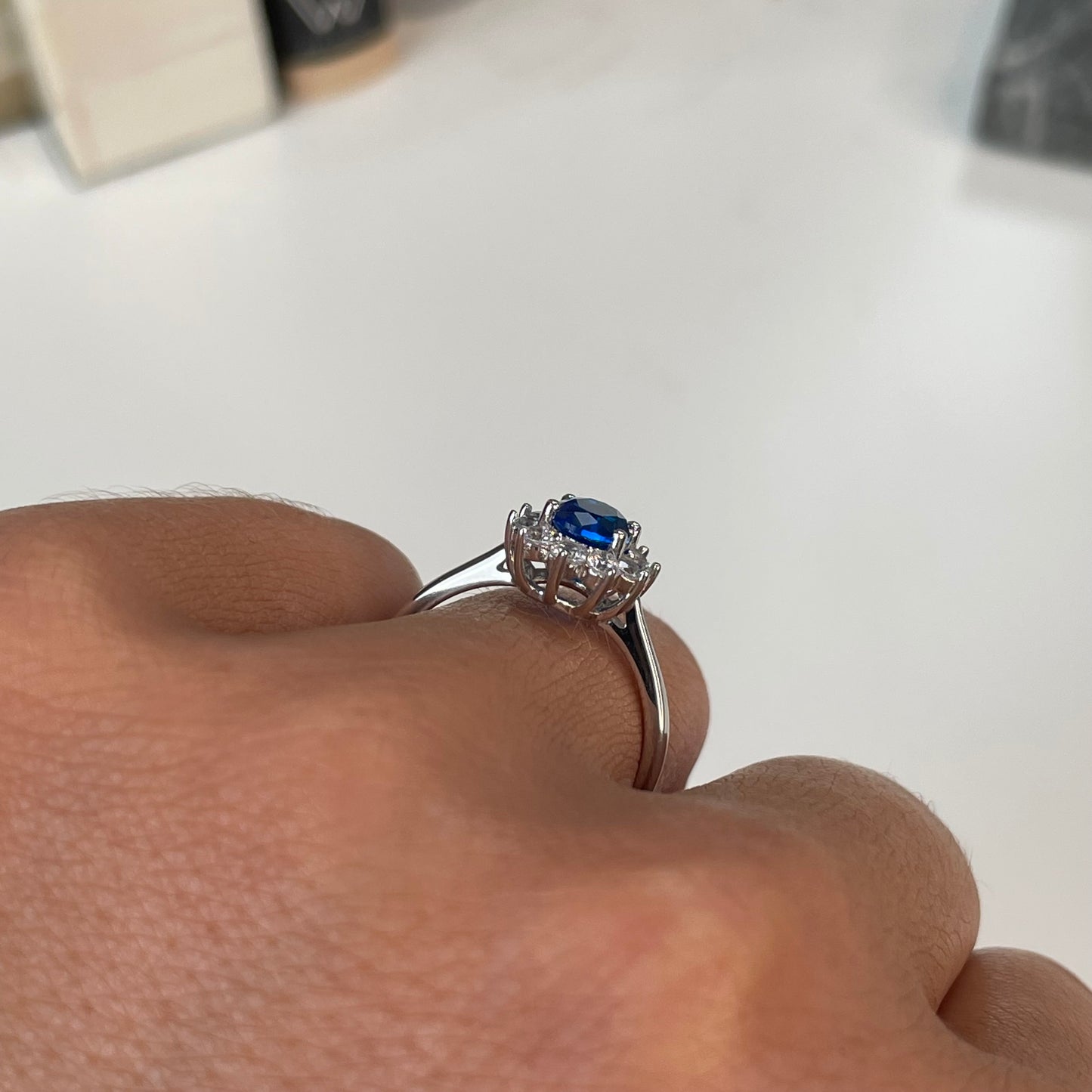 Silver Sapphire Blue CZ Diana Ring - John Ross Jewellers