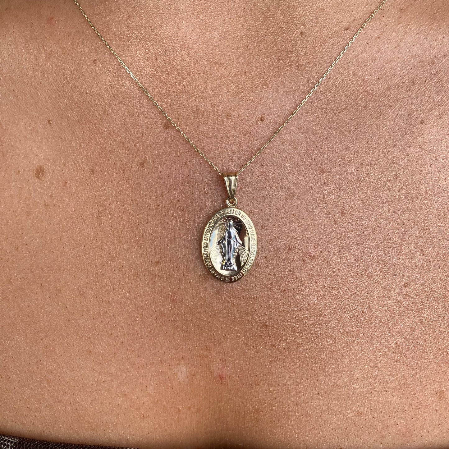 9ct Gold Miraculous Medal Necklace | Two Tone