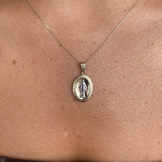 9ct Gold Miraculous Medal Necklace | Two Tone