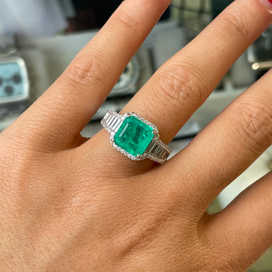 Silver Green Fusion  CZ Solitaire Ring - John Ross Jewellers