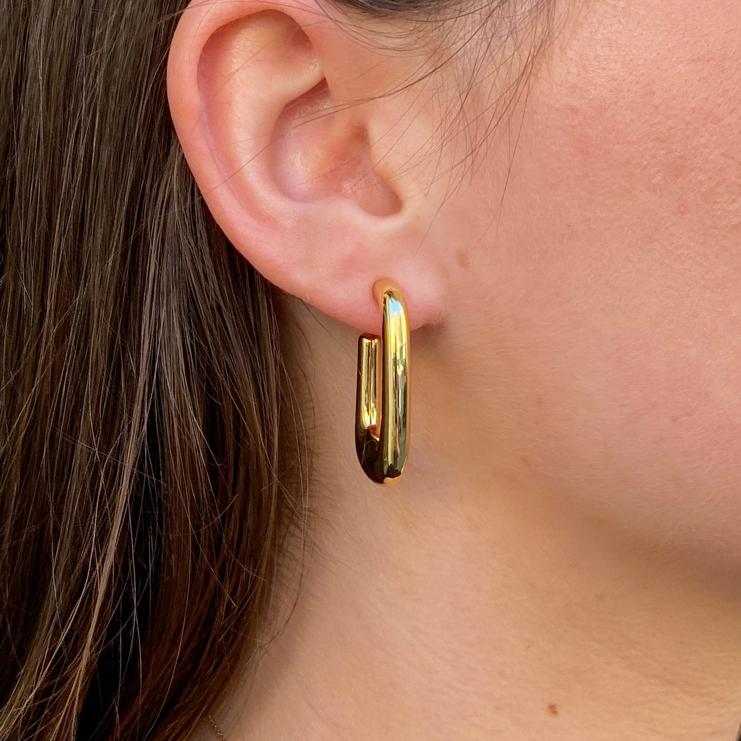 Sunshine Rectangular Chunk Hoop Earrings