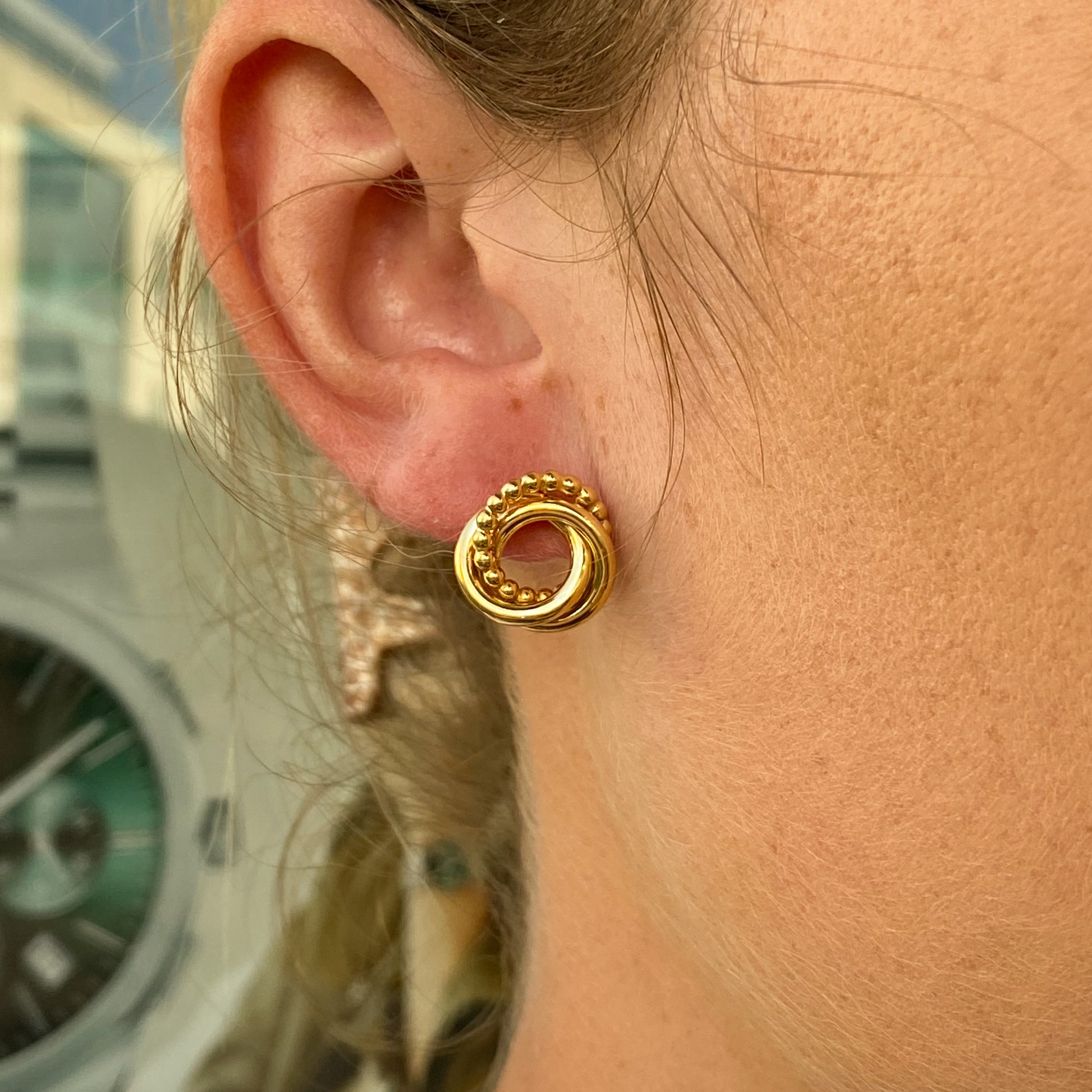 9ct Gold Beaded Knot Stud Earrings - John Ross Jewellers
