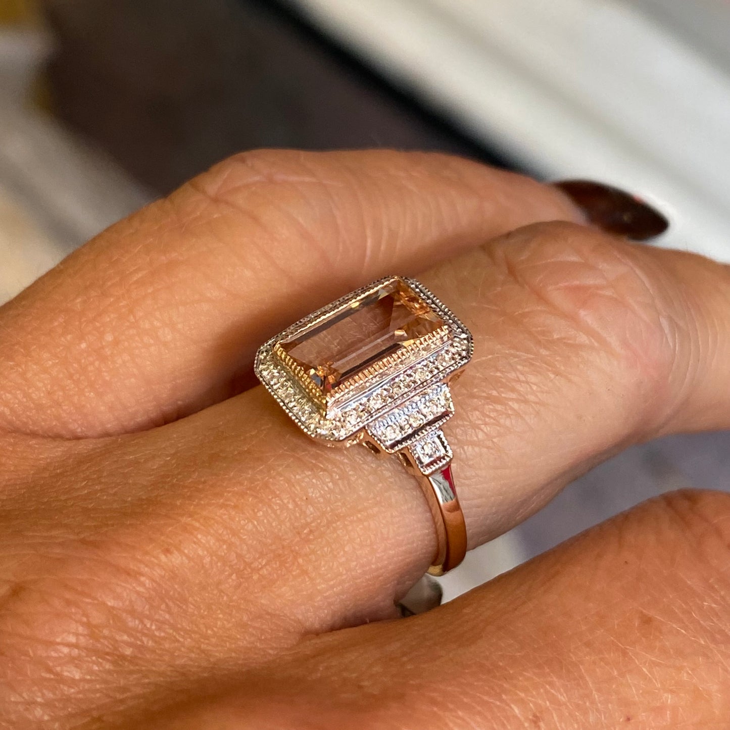 9ct Rose Gold Morganite & Diamond Ring - John Ross Jewellers
