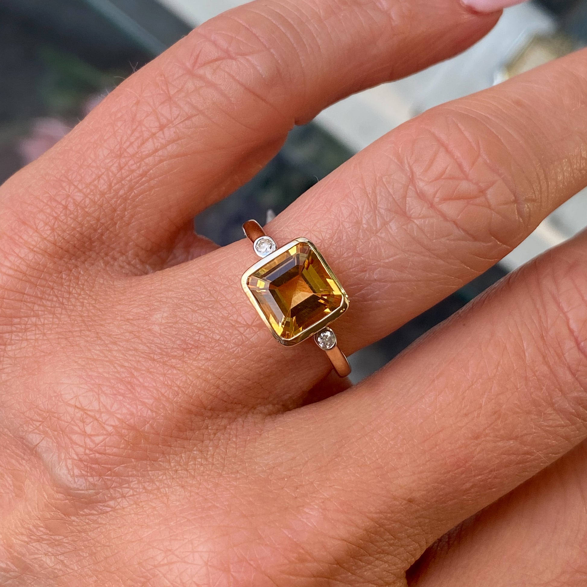 9ct Gold Citrine & Diamond Ring - John Ross Jewellers