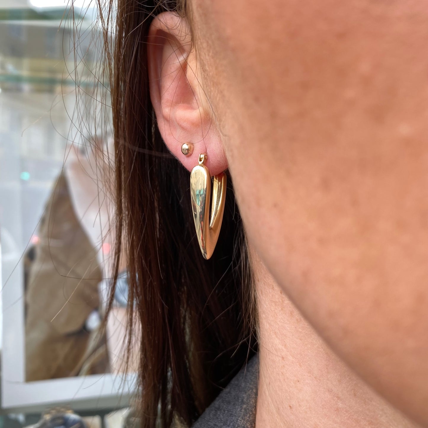 9ct Gold Chunky V Hoop Earrings - John Ross Jewellers