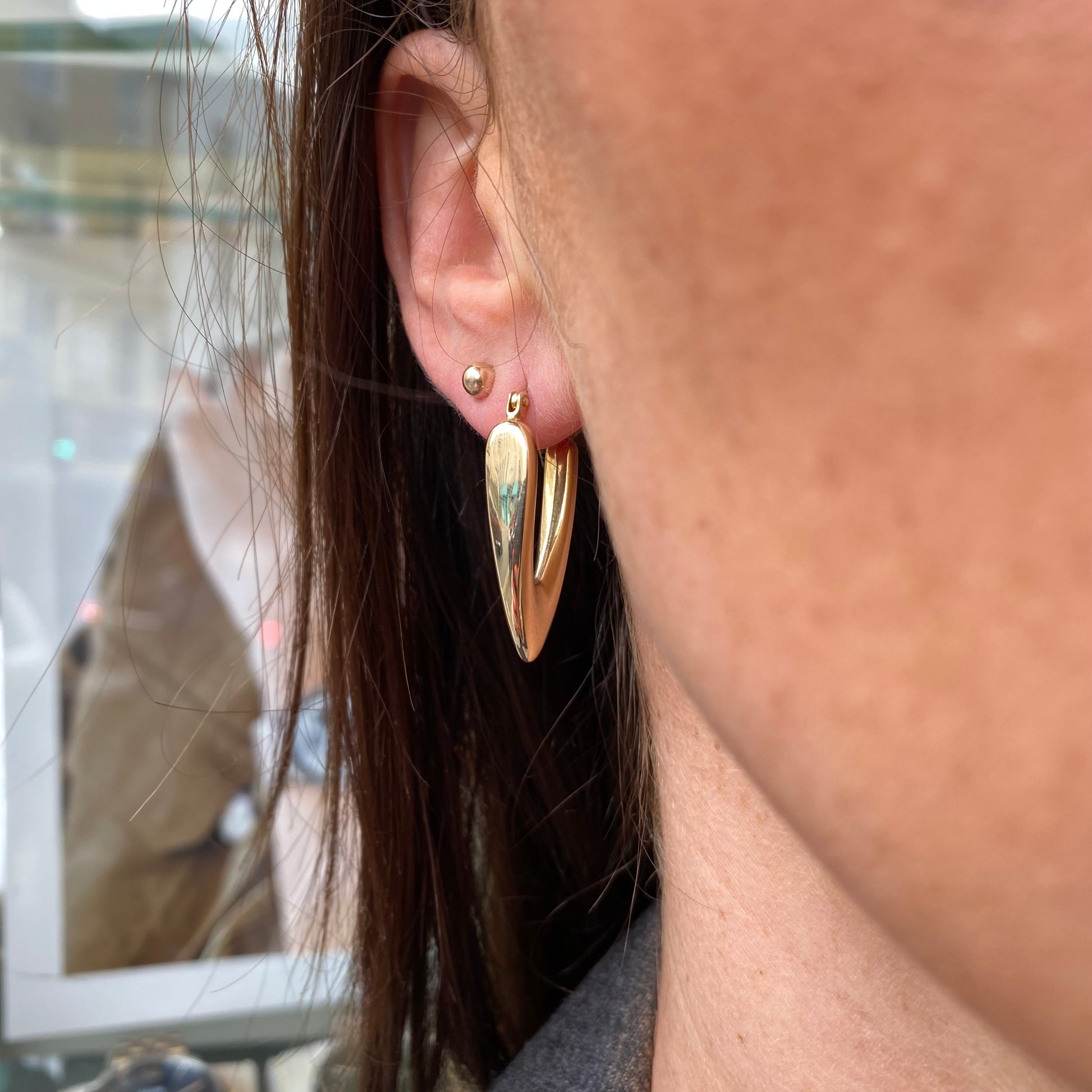 9ct Gold Chunky V Hoop Earrings - John Ross Jewellers