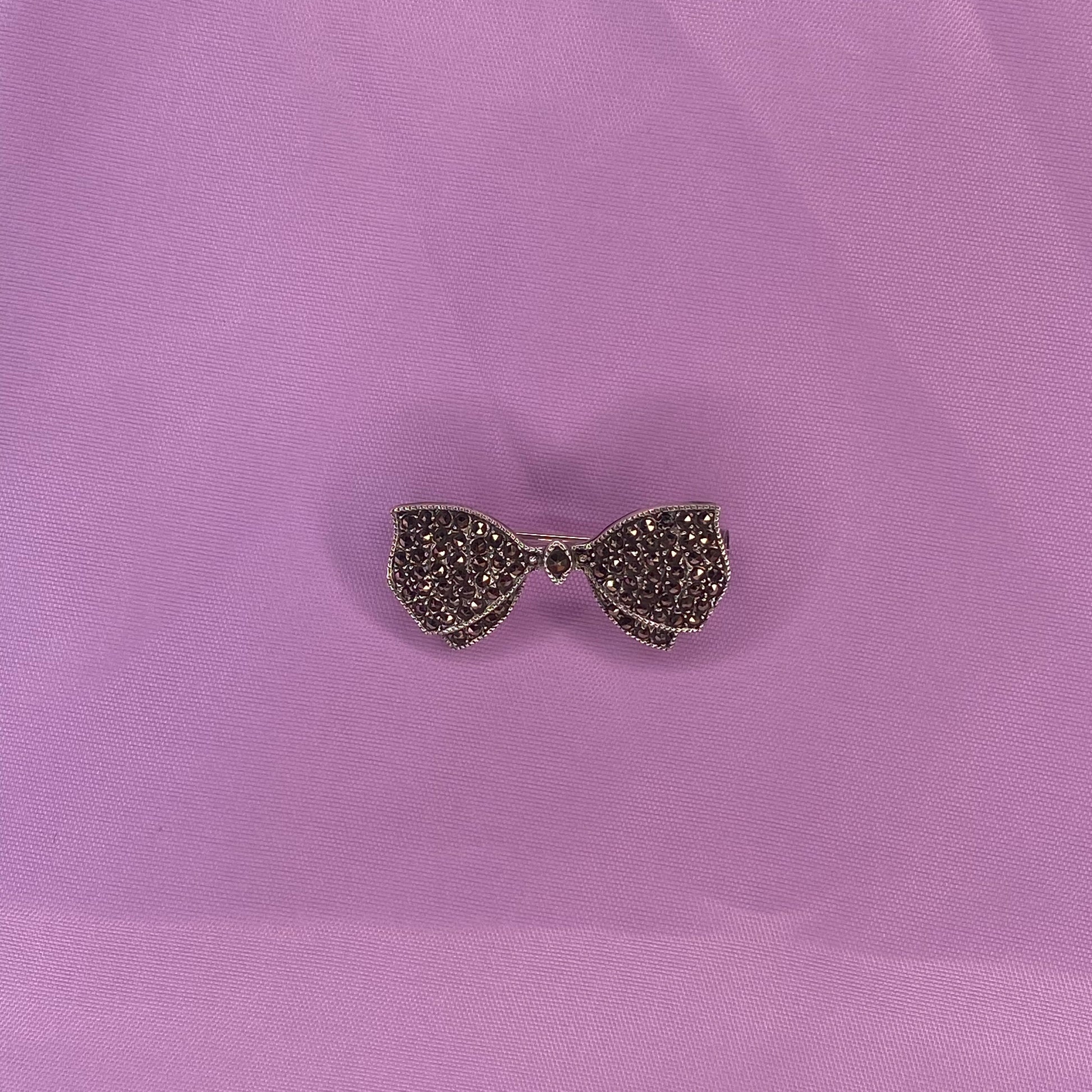 Silver Marcasite Dickie Bow Brooch - John Ross Jewellers