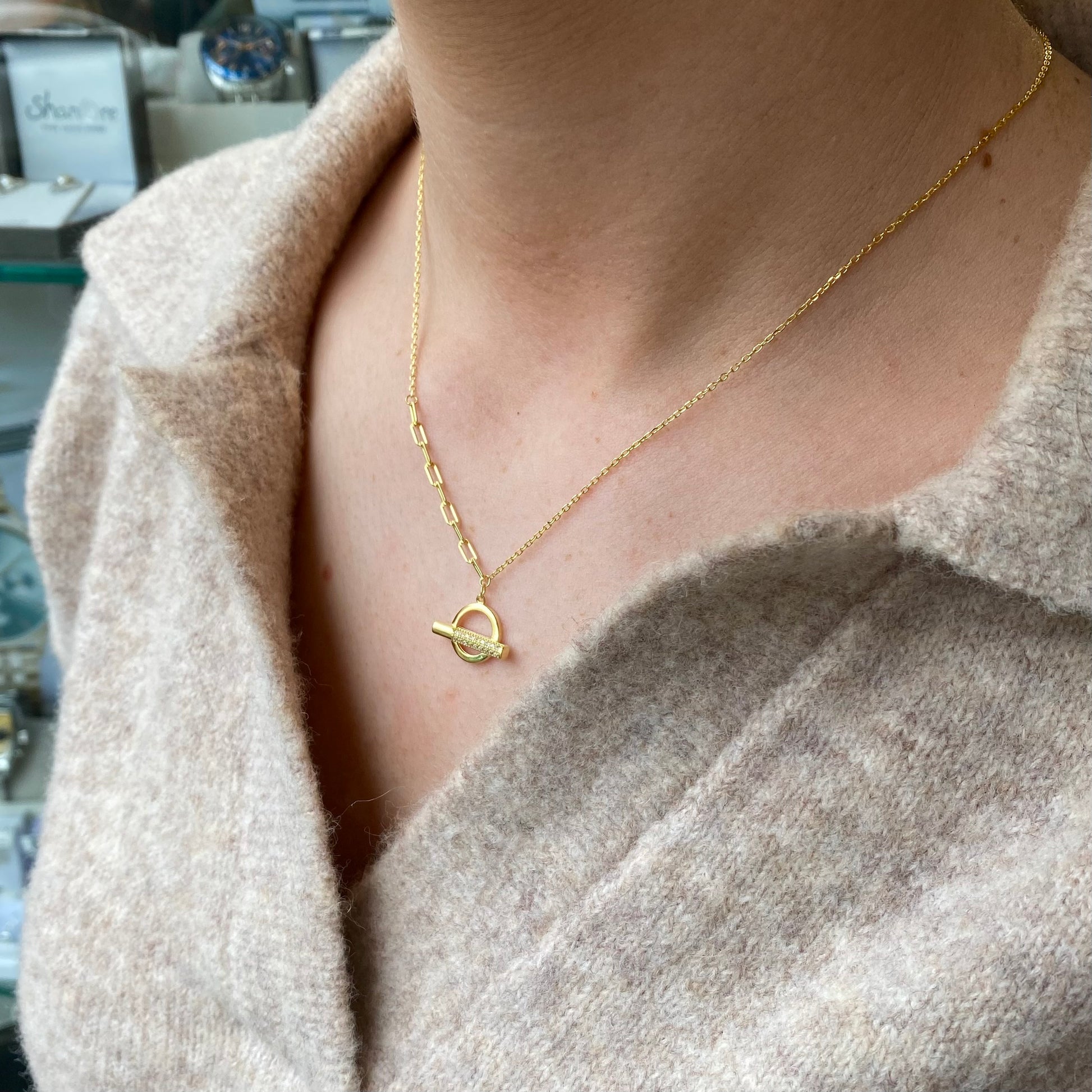 Sunshine CZ T-Bar Necklace | 42+3cm - John Ross Jewellers