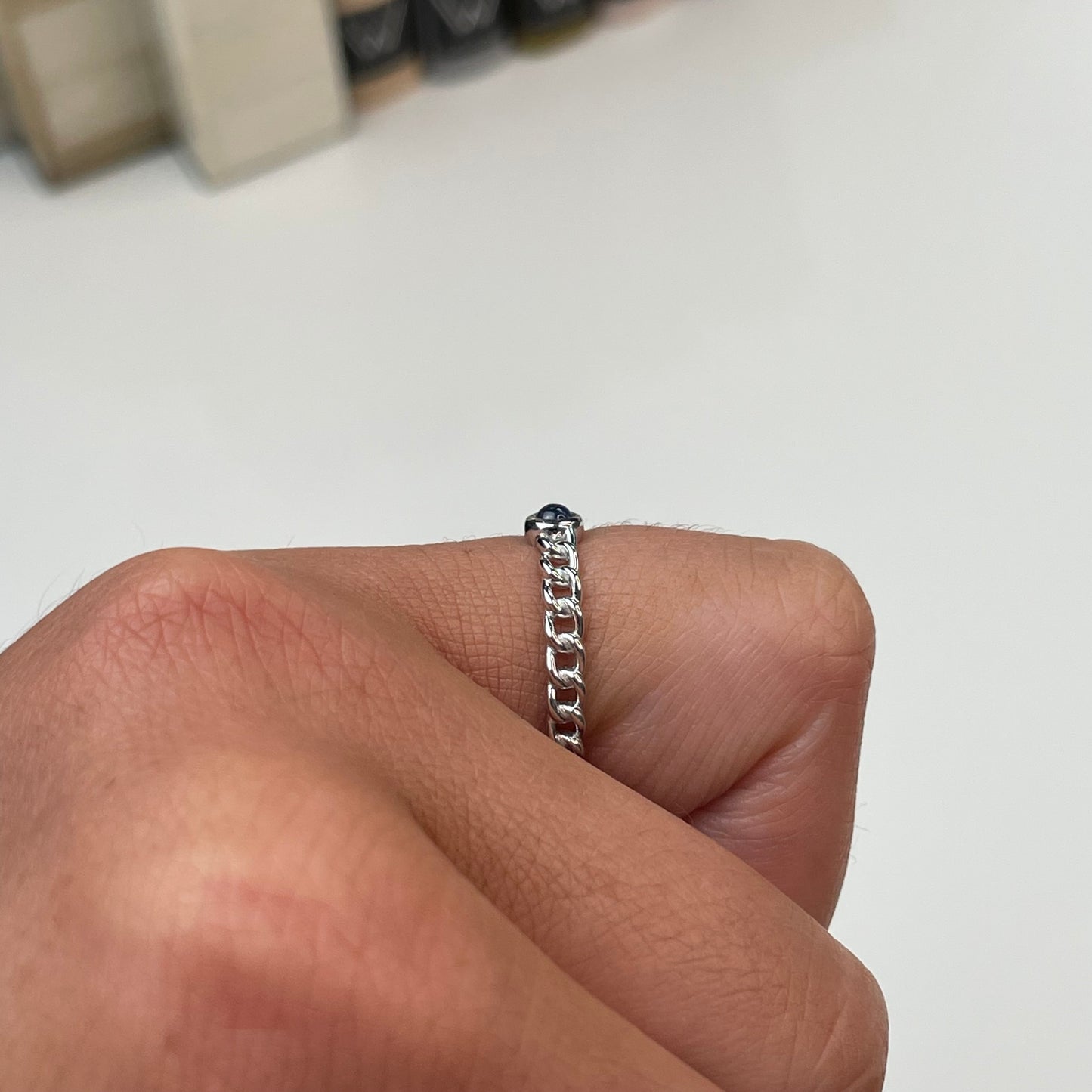 Silver Sapphire Chain Ring - John Ross Jewellers