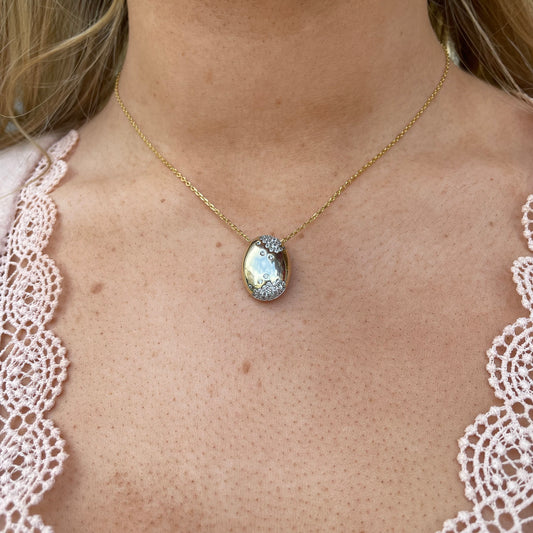 Sunshine Oval CZ Dotted Pendant Necklace | 40+5cm - John Ross Jewellers