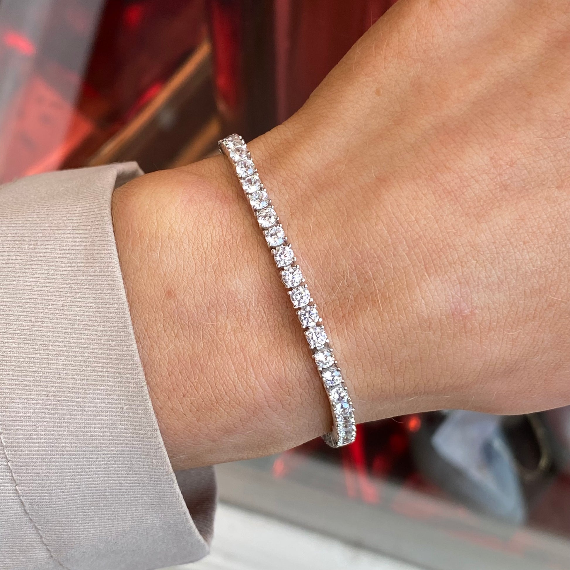 Silver 3mm CZ tennis Bracelet | 17cm - John Ross Jewellers