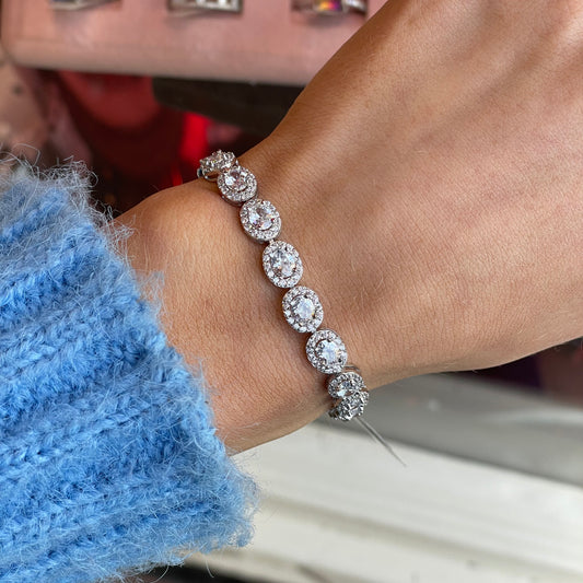 Silver Aqua CZ Garland Bracelet | 17+3cm - John Ross Jewellers