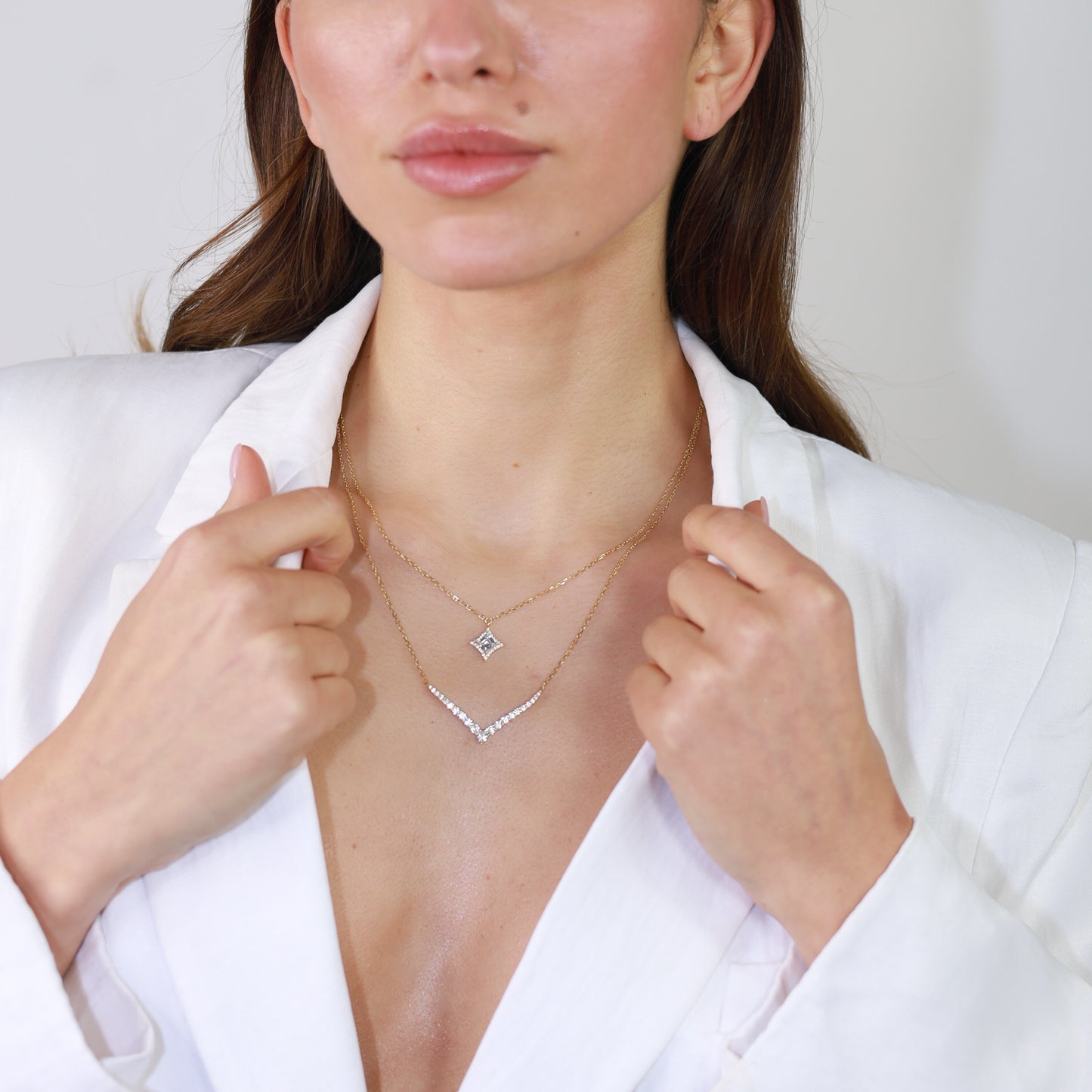 Sunshine Double CZ Wishbone Necklace