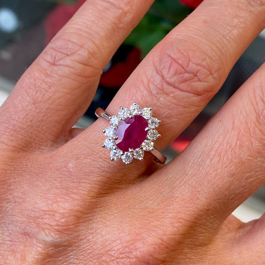 Platinum Ruby & Diamond Ring | 2.04ct Ruby - John Ross Jewellers