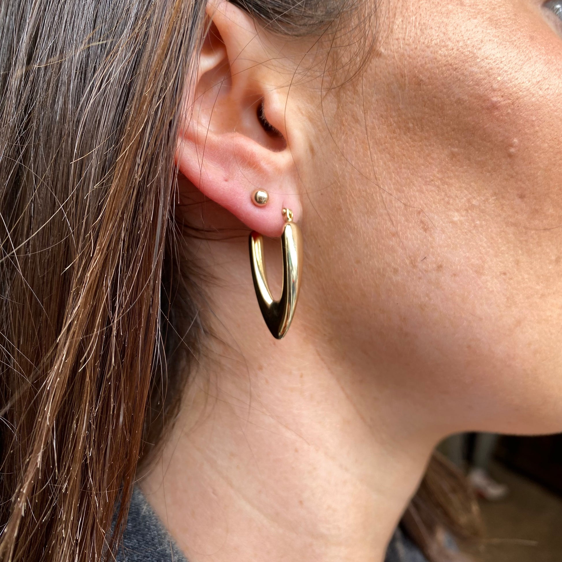 9ct Gold Chunky V Hoop Earrings - John Ross Jewellers