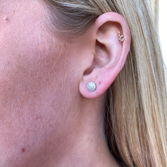 Silver CZ Flat Disco Stud Earrings - John Ross Jewellers