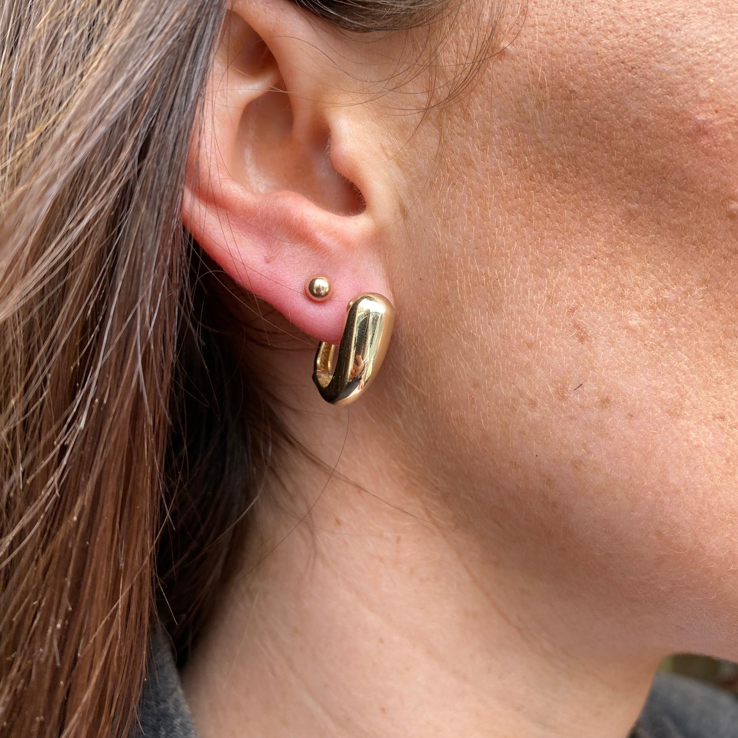 9ct Gold Tapered Chunky Huggie Hoop Earrings - John Ross Jewellers