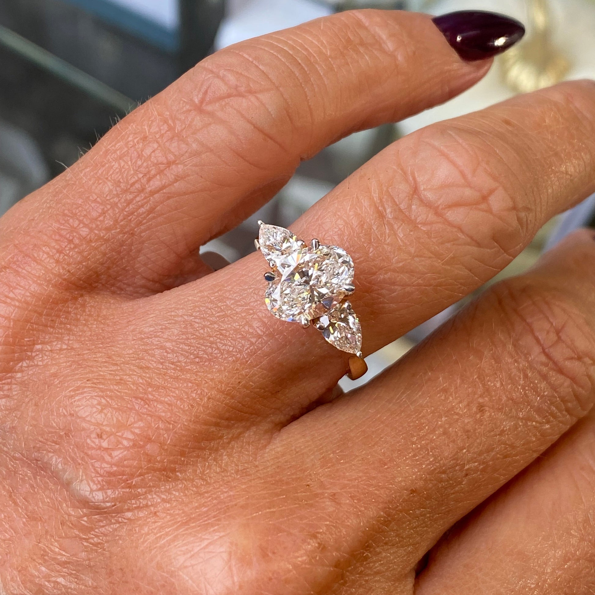 18ct Gold Trilogy Engagement Ring | Lab Certificated 2.76ct - John Ross Jewellers