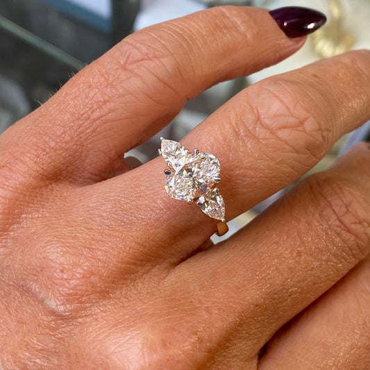 18ct Gold Trilogy Engagement Ring | Lab Certificated 2.76ct - John Ross Jewellers