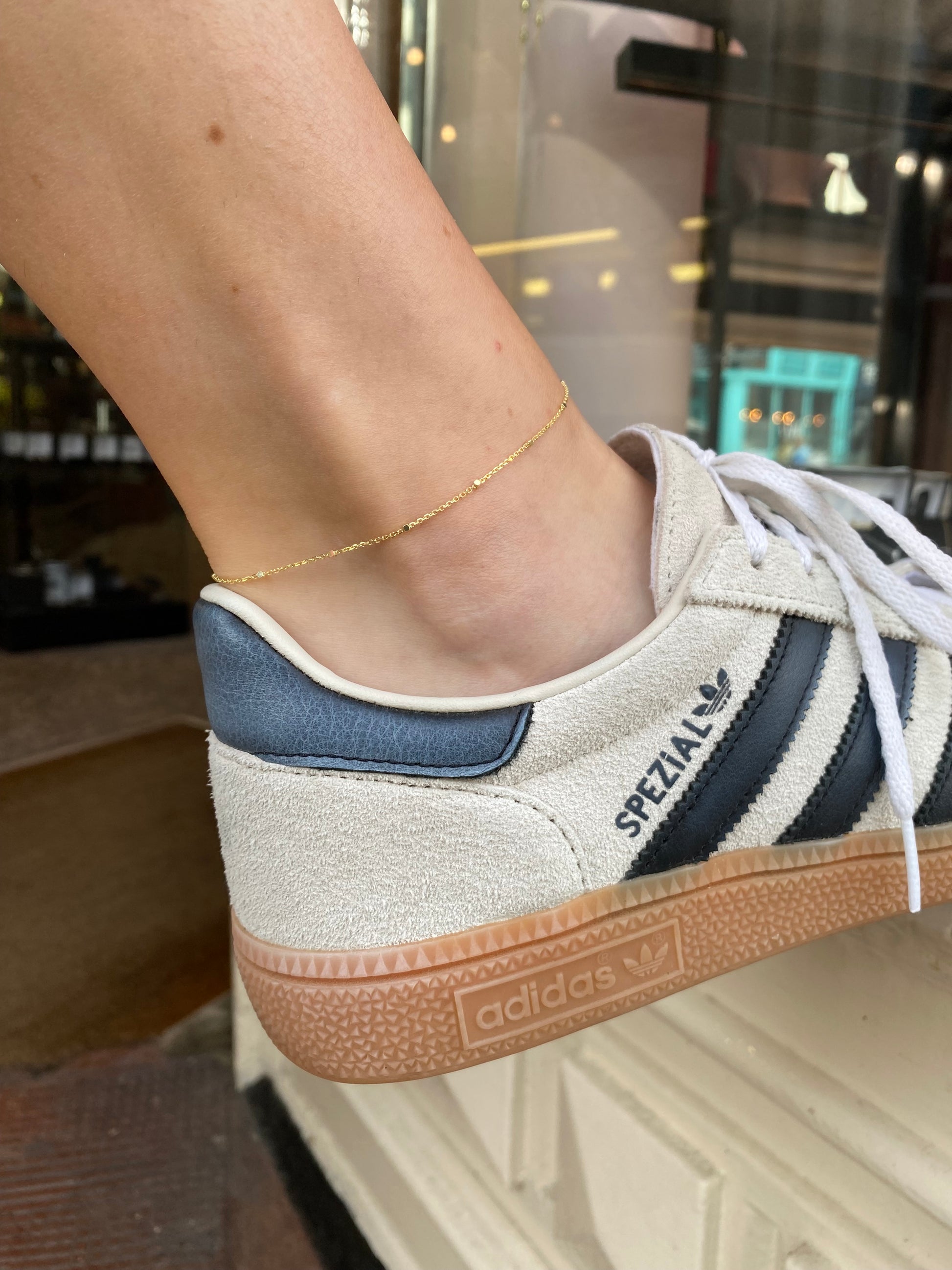 9ct Gold Diamond Cut Station Chain Anklet - John Ross Jewellers