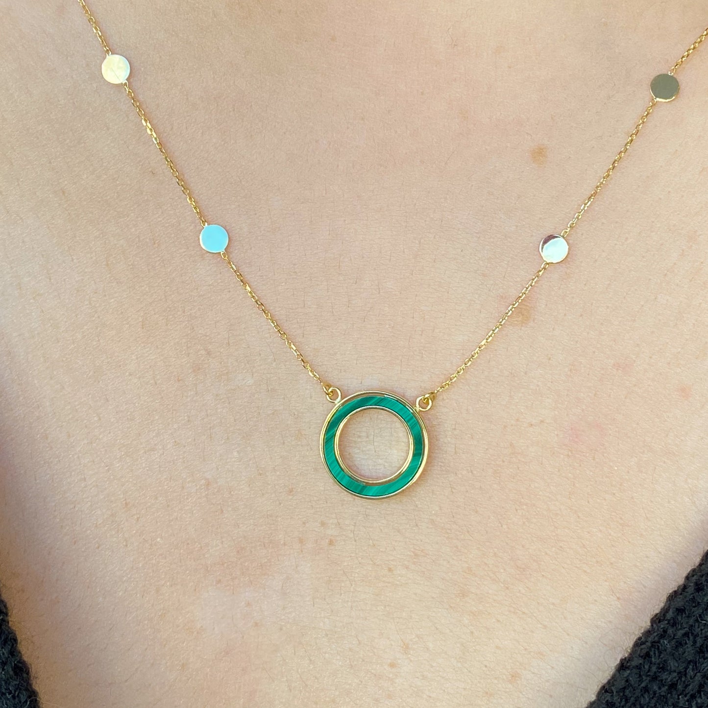 9ct Gold Malachite Eternity Necklace - John Ross Jewellers