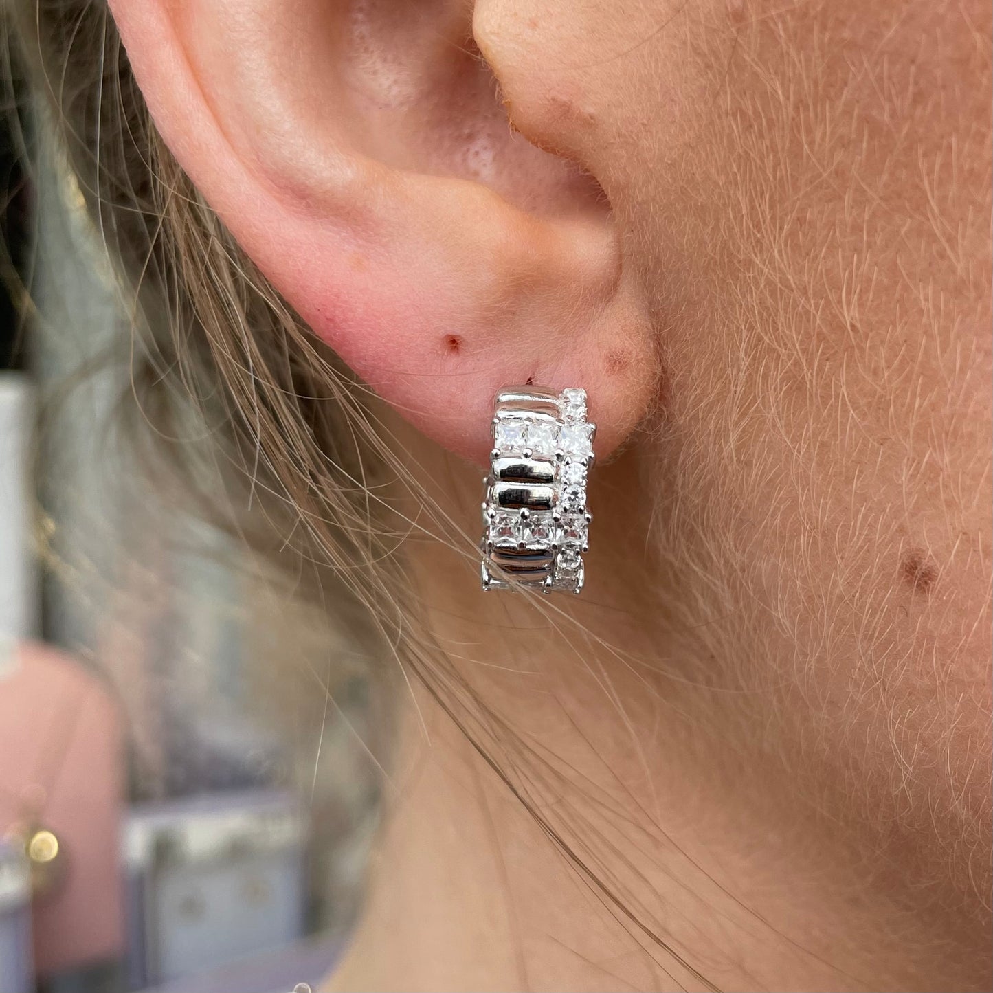 Sunshine Wide CZ Hoop Earrings | 15mm - John Ross Jewellers