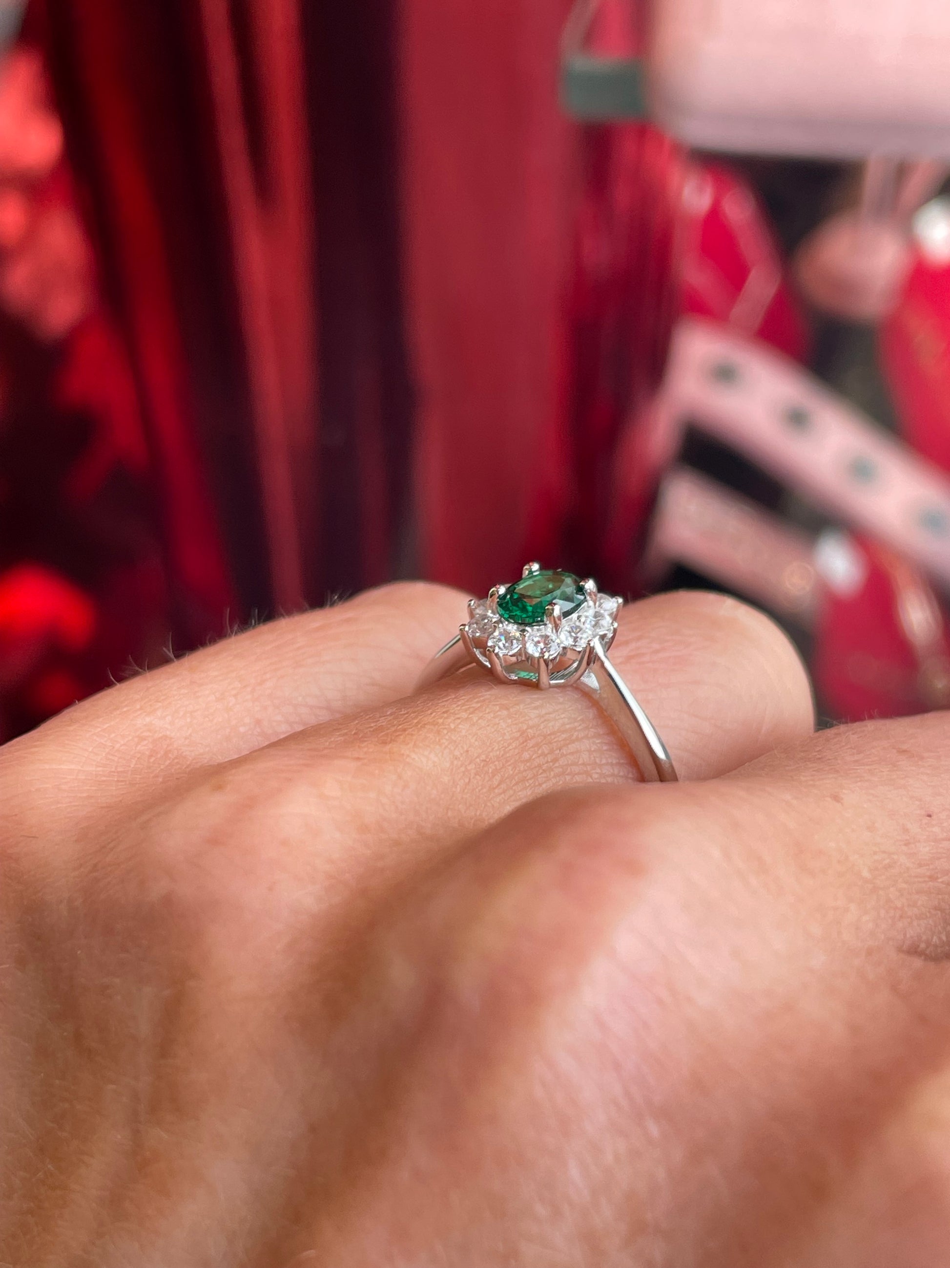 Silver Green CZ Diana Ring - John Ross Jewellers